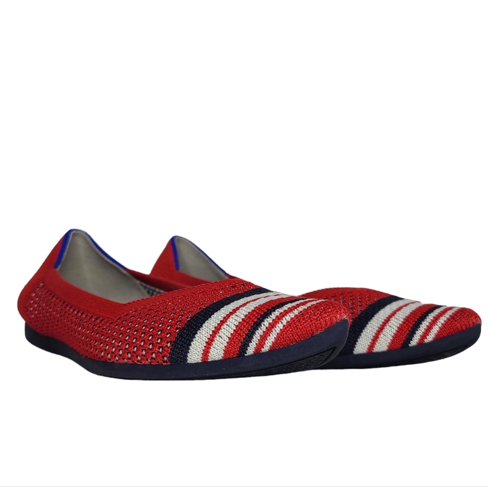 Rothy's The Point Flat Cherry Red Stripe Captoe Size 6